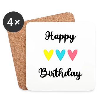 HAPPY BIRTHDAY. HAPPY BIRTHDAY. ANNIVERSARY. - Coasters (set of 4) - white - Front