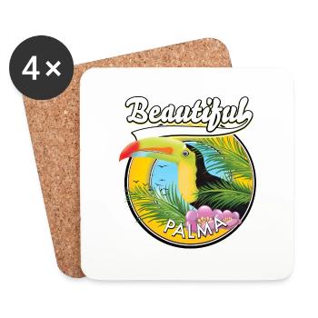 Magnifique logo de voyage Palma Toucan - Dessous de verre (lot de 4) - blanc - Devant