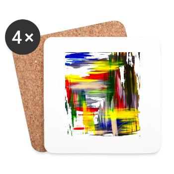 "In line" Acryl Paint 69 by Marco Eckenbrecht - Coasters (set of 4) - white - Front