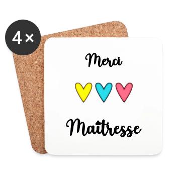 MERCI MAÎTRESSE. CADEAU MAÎTRESSE. VACANCES. ÉTÉ. - Dessous de verre (lot de 4) - blanc - Devant