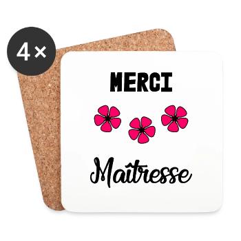 MERCI. MERCI MAÎTRESSE. CADEAU MAÎTRESSE. VACANCES - Dessous de verre (lot de 4) - blanc - Devant