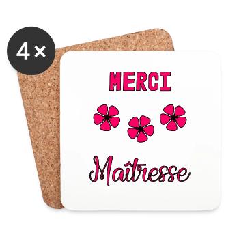 MERCI. MERCI MAÎTRESSE. CADEAU MAÎTRESSE. VACANCES - Dessous de verre (lot de 4) - blanc - Devant