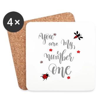 you are my number one, Marienkäfer - Untersetzer (4er-Set) - Weiß - Vorne