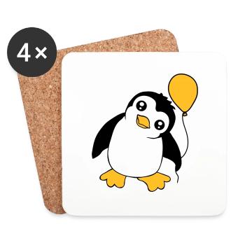 Cute balloon penguin, cute kids motif - Coasters (set of 4) - white - Front