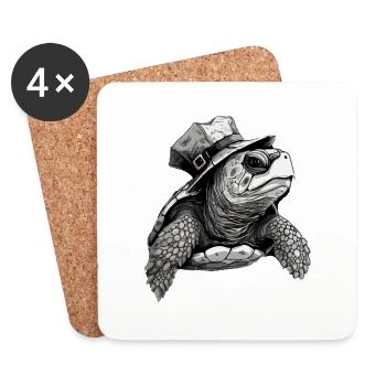 Capitaine Tortue - Dessous de verre (lot de 4) - blanc - Devant