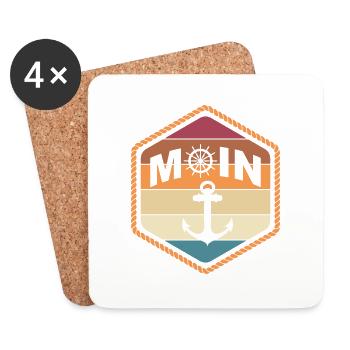 Moin Retro Seemanns Anker Kapitän Skipper - Untersetzer (4er-Set) - Weiß - Vorne