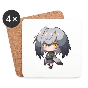 Mignon Shoebill Anime Fille - Dessous de verre (lot de 4) - blanc - Devant