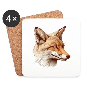 Schlauer Fuchs - Untersetzer (4er-Set) - Weiß - Vorne