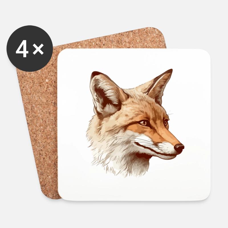 Schlauer Fuchs - Untersetzer (4er-Set) - Weiß