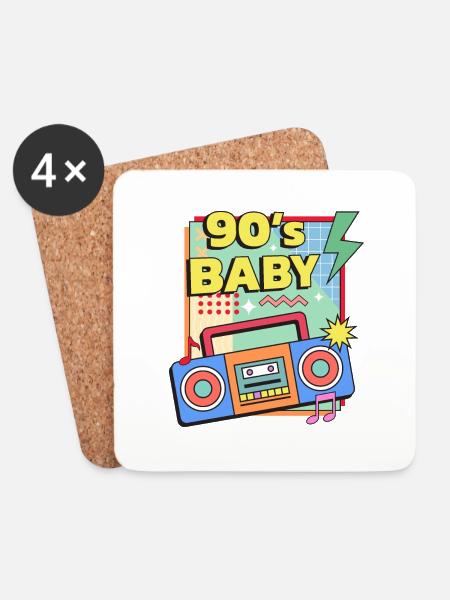 90er Jahre Baby - Untersetzer (4er-Set) - Weiß