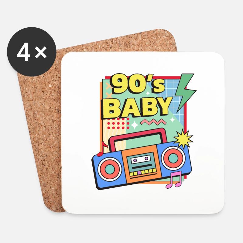 90er Jahre Baby - Untersetzer (4er-Set) - Weiß