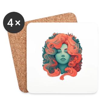 izup2u red and green woman - Untersetzer (4er-Set) - Weiß - Vorne