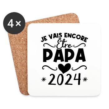 Je vais encore être papa en 2024 Cadeau futur papa - Dessous de verre (lot de 4) - blanc - Devant