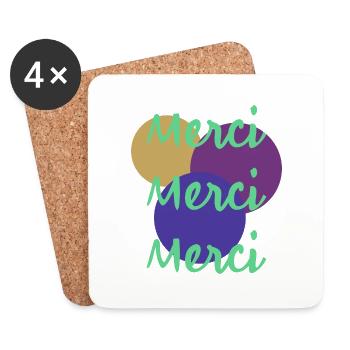 MERCI. MERCI MAÎTRESSE. CADEAU MAÎTRESSE. VACANCES - Dessous de verre (lot de 4) - blanc - Devant