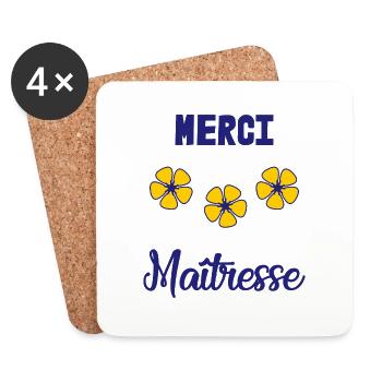 MERCI. MERCI MAÎTRESSE. CADEAU MAÎTRESSE. VACANCES - Dessous de verre (lot de 4) - blanc - Devant