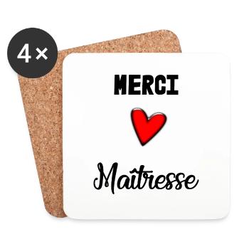 MERCI. MERCI MAÎTRESSE. CADEAU MAÎTRESSE. VACANCES - Dessous de verre (lot de 4) - blanc - Devant