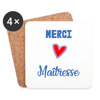 MERCI. MERCI MAÎTRESSE. CADEAU MAÎTRESSE. VACANCES - Dessous de verre (lot de 4) - blanc - Devant