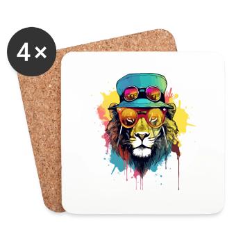 Noci le lion cool - Dessous de verre (lot de 4) - blanc - Devant