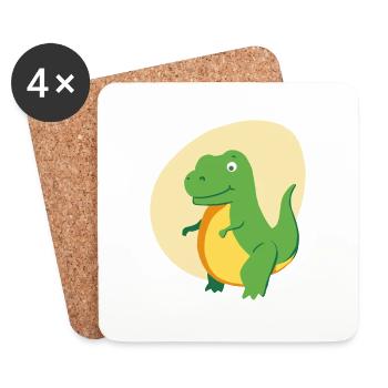 Süßer grüner T-Rex, Dinosaurier, Tyrannosaurus - Untersetzer (4er-Set) - Weiß - Vorne