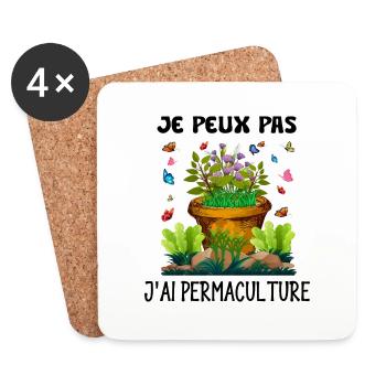je peux pas j'ai permaculture - Dessous de verre (lot de 4) - blanc - Devant