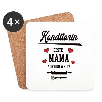 Konditorin Beste Mama Mutter Konditorei Muttertag - Untersetzer (4er-Set) - Weiß - Vorne