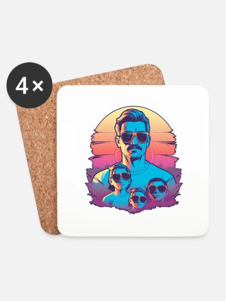 Cool Dad with kids - Untersetzer (4er-Set) - Weiß