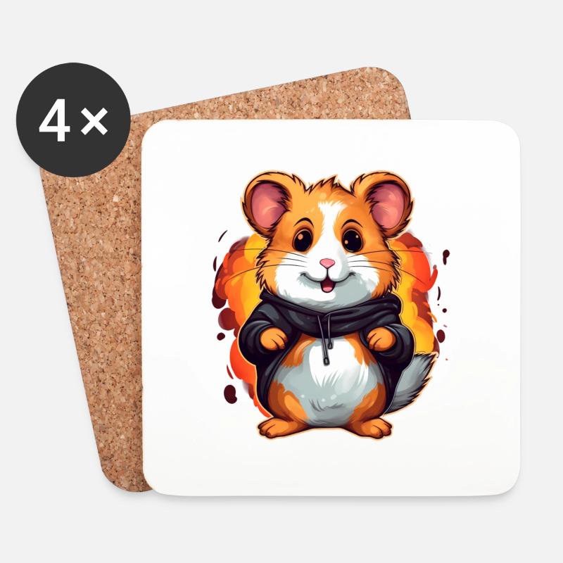 Süßer Hamster - Untersetzer (4er-Set) - Weiß