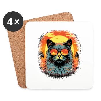 Avacato Jokes House Cat Pet Cat Cat Face Tshirts - Coasters (set of 4) - white - Front