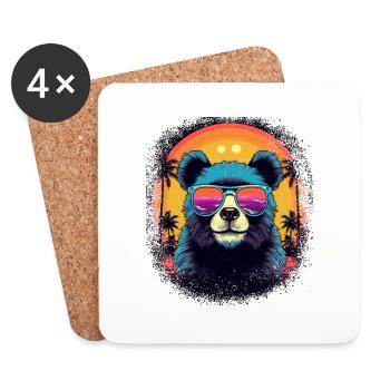 Idée cadeau Polar Bear Bday Brown Bear Awesome Koala - Dessous de verre (lot de 4) - blanc - Devant