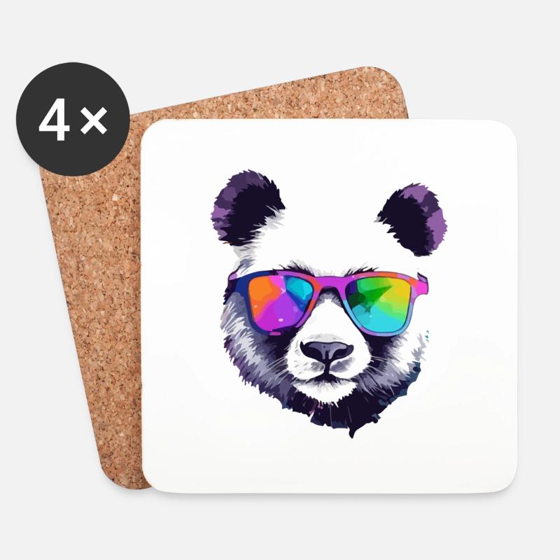 Koko der Panda mit Brille - Untersetzer (4er-Set) - Weiß