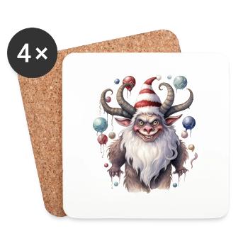 Krampus Wasserfarben Zeichnung - Untersetzer (4er-Set) - Weiß - Vorne