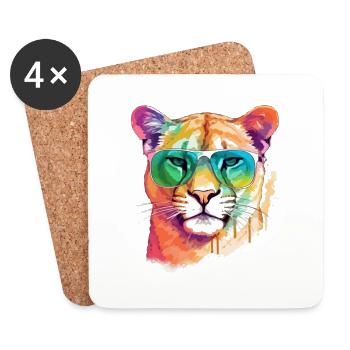 Pole le cougar - Dessous de verre (lot de 4) - blanc - Devant