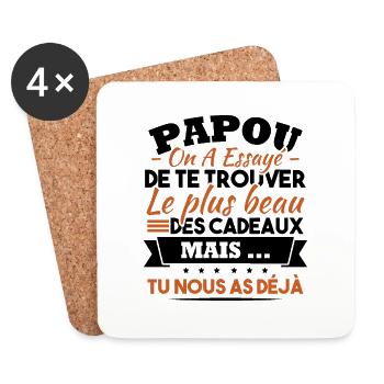 Papou Cadeau humour papa fête des pères - Dessous de verre (lot de 4) - blanc - Devant