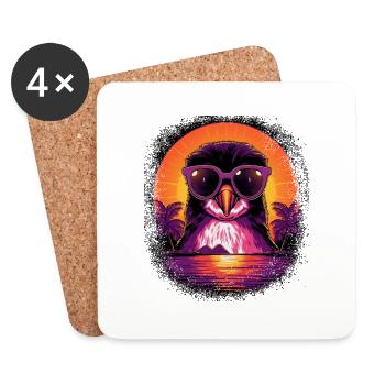 Ice Penguin Statement Dancing Winter Animal - Coasters (set of 4) - white - Front