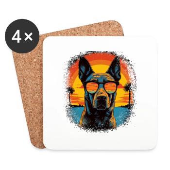 Mammal Beagle Love Cool Dog Love Present Fun - Dessous de verre (lot de 4) - blanc - Devant