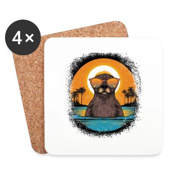 Humoristique Bar Couleurs Heureux Présent Idée Animaux Cadeau - Dessous de verre (lot de 4) - blanc - Devant