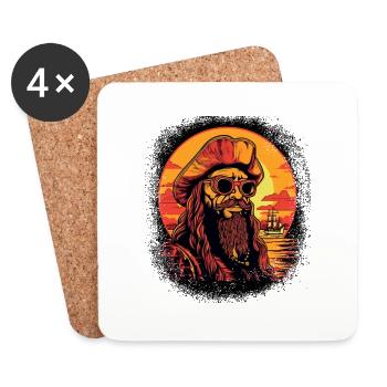 Present Idea Pirate Ship Birthday Shark Birthday - Coasters (set of 4) - white - Front