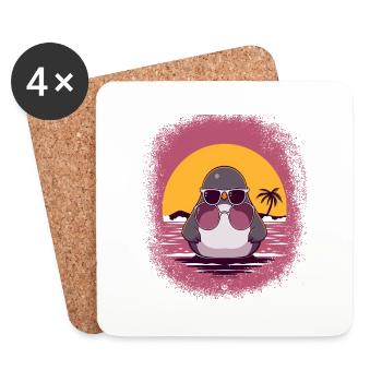 Funny Sayings North Pole King Penguin - Coasters (set of 4) - white - Front