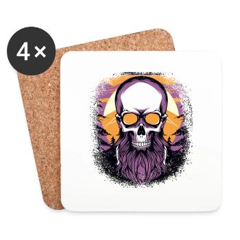Fun Chubby Bear Collie barbu mal usé - Dessous de verre (lot de 4) - blanc - Devant