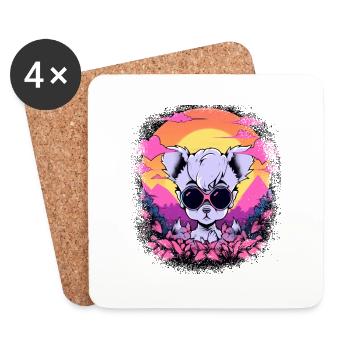 dictons zoo animal jeu de mots cadeau idée présent idée geek - Dessous de verre (lot de 4) - blanc - Devant