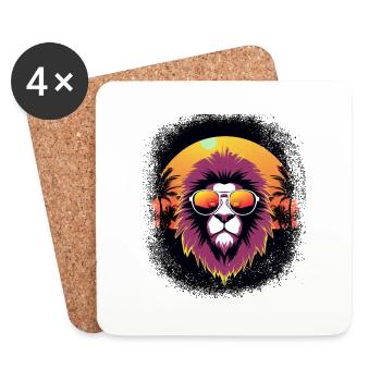 god church big doodlebug born 1979 lion dog - Coasters (set of 4) - white - Front