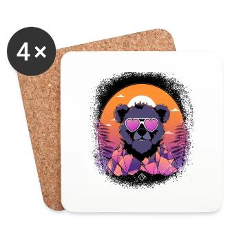 Coati Animal Humour Happy Funny Present Panda Bear - Dessous de verre (lot de 4) - blanc - Devant