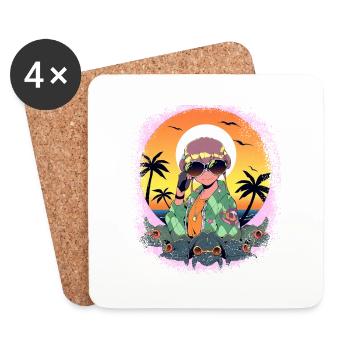 happy humor birthday present awesome geek - Coasters (set of 4) - white - Front