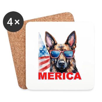 Independence Day 4th of July German Shepherd America - Coasters (set of 4) - white - Front