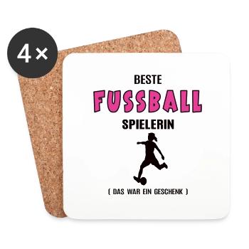 Beste Fussball Spielerin Fussballerin Fussballfrau - Untersetzer (4er-Set) - Weiß - Vorne