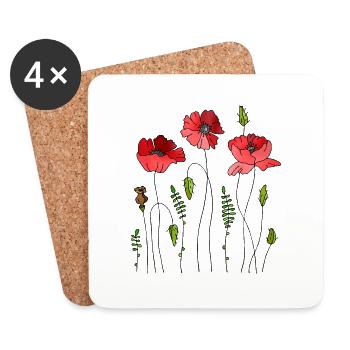Blumen - Untersetzer (4er-Set) - Weiß - Vorne