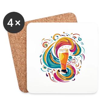 Cooles kreatives buntes Bier Motiv - Untersetzer (4er-Set) - Weiß - Vorne