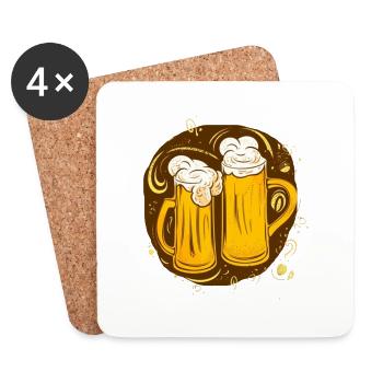 Cheers! Motif for beer lovers - Coasters (set of 4) - white - Front