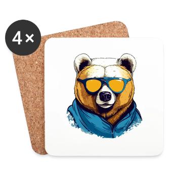Bärchen der Bär - Untersetzer (4er-Set) - Weiß - Vorne