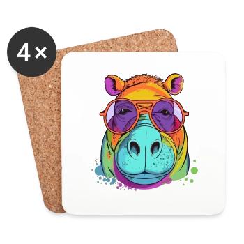 Harry the hippopotamus - Coasters (set of 4) - white - Front